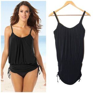 Magicsuit Shelly one piece Solid black swimsuit Underwire Size 6 drawstrings